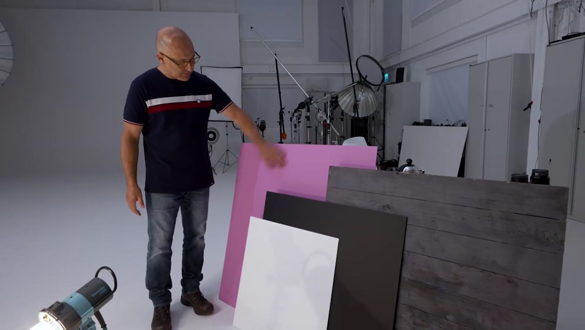 Pink matte, black, white gloss, and wood backgrounds laid out together