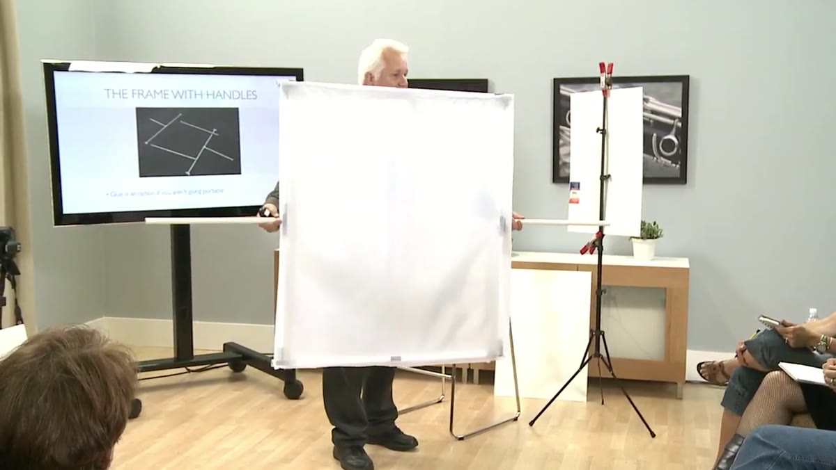 Frame being clamped vertically to a light stand