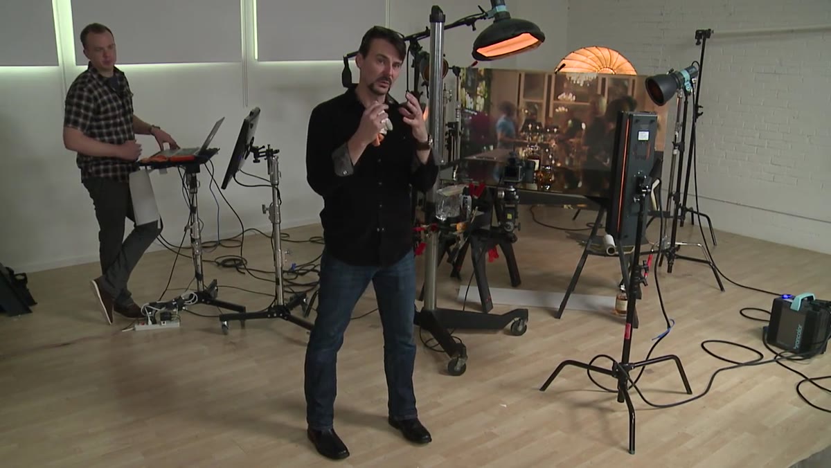 Discussion of merging multiple lighting setups for bottle gold tones