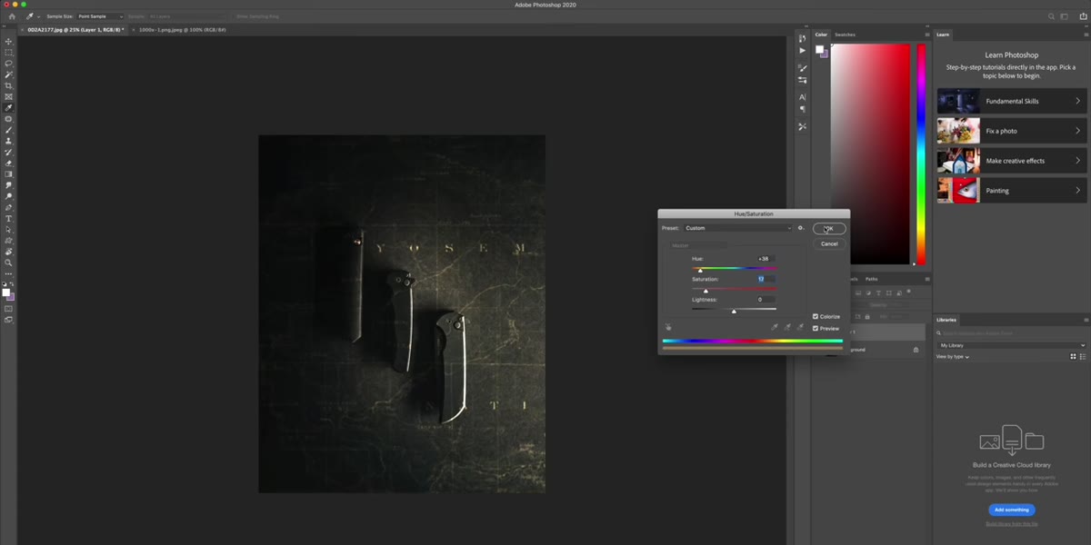 Blending mode dropdown open with Screen selected