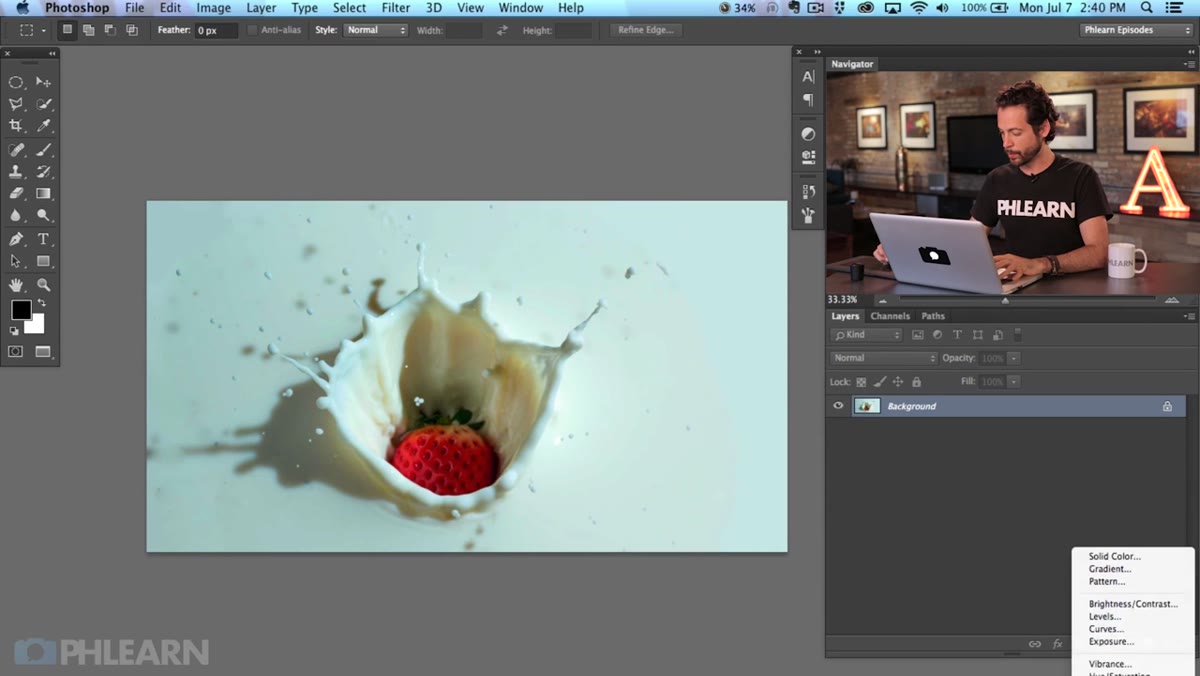 Threshold adjustment layer panel open in Photoshop