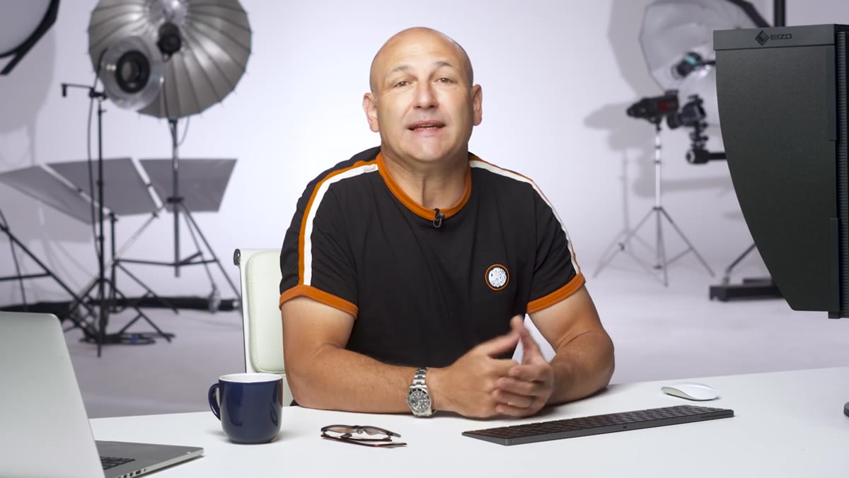 Photographer considering product placement and background choice