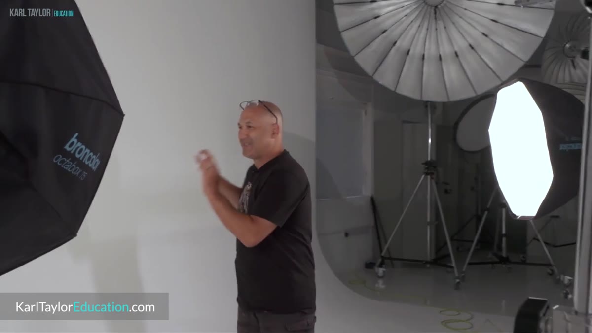 White acrylic sheet and paper roll backdrops shown side by side