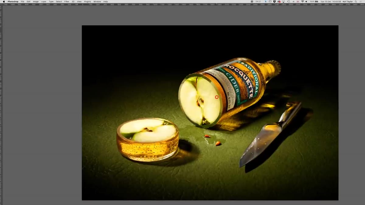 Reflector cards positioned behind bottle to push light through liquid
