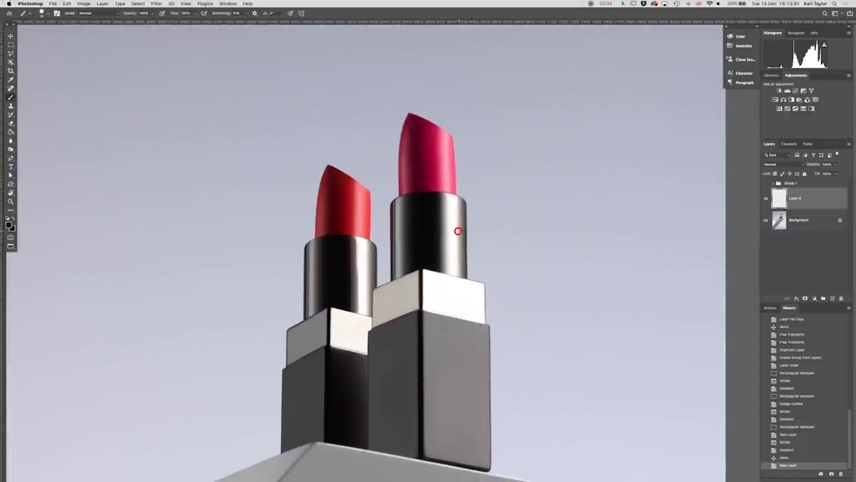 Soft gradient light transitioning across lipstick casings