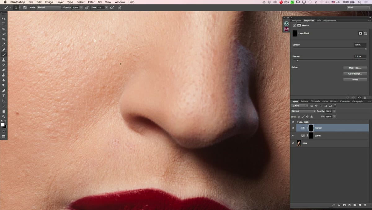 Keyboard shortcut changing brush flow mid-retouch
