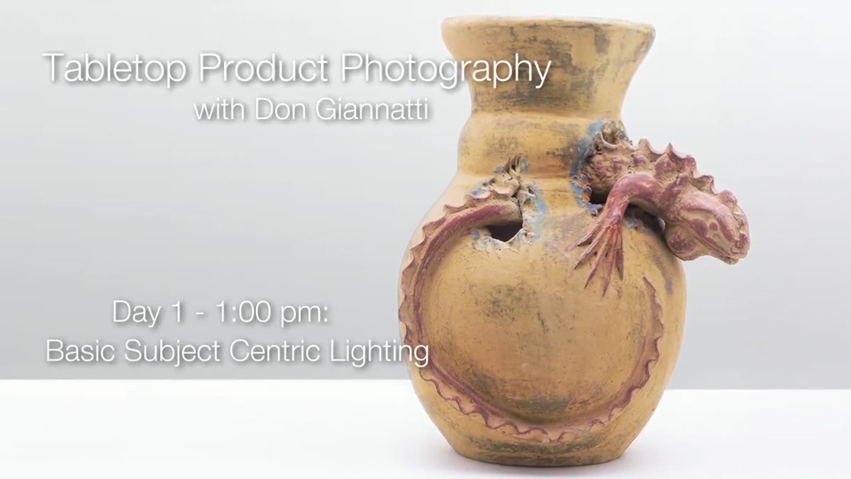 Single softbox positioned above tabletop subject setup