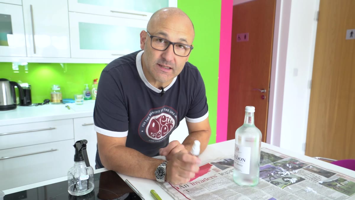 Fake condensation droplets applied to the bottle surface