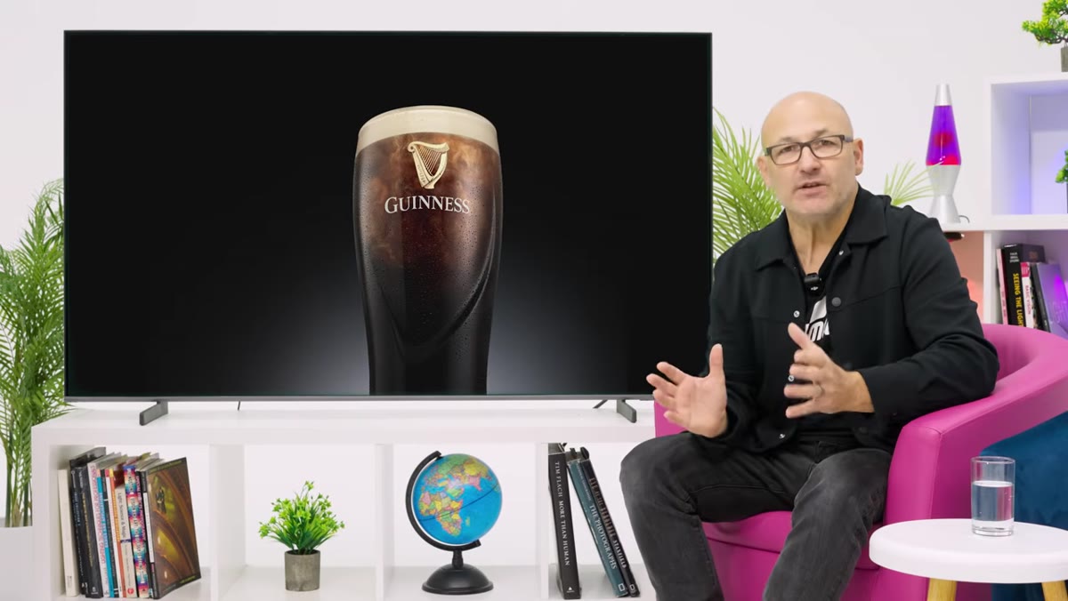 Reference Guinness pint advertising image on screen