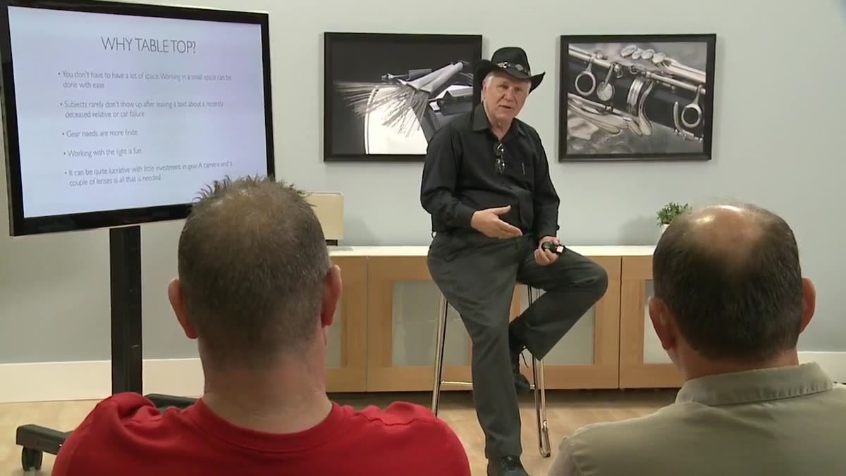 Don explaining how light only becomes visible when it reflects off a surface